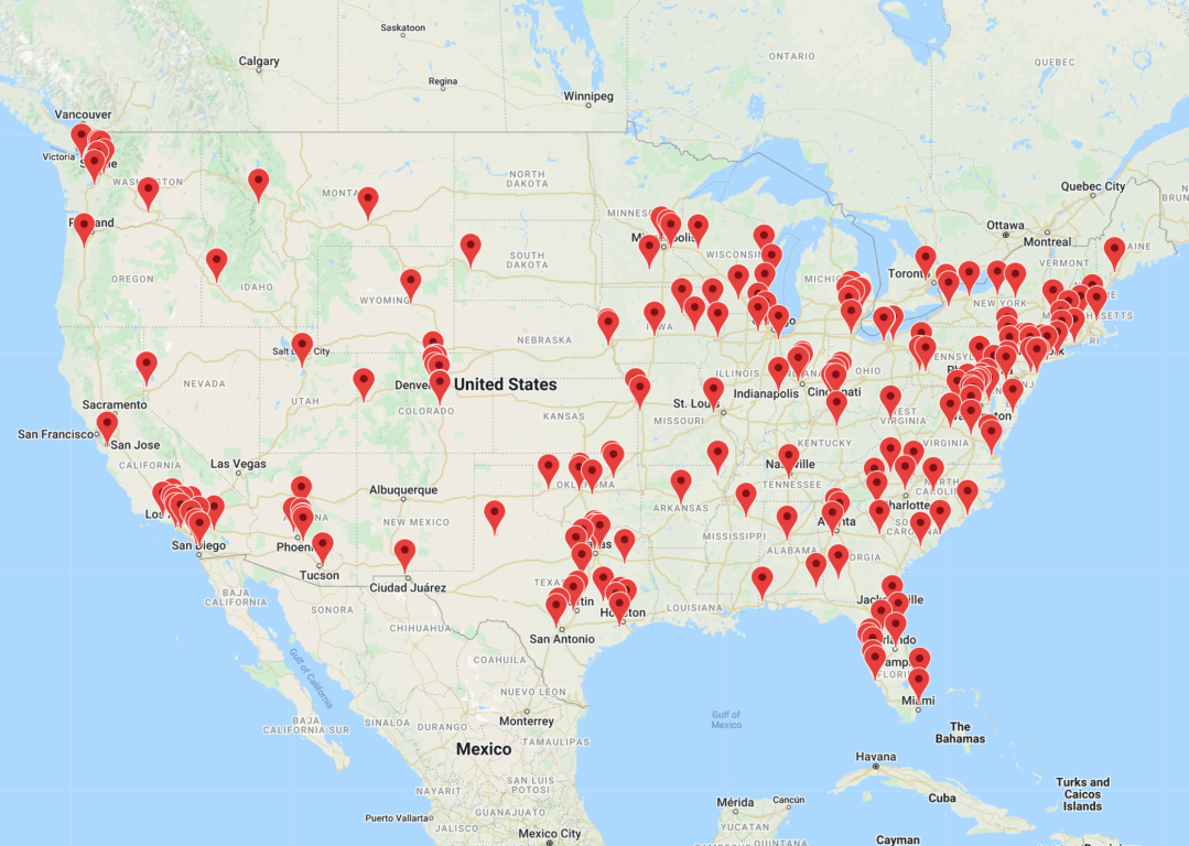 Map of Caring Transitions locations